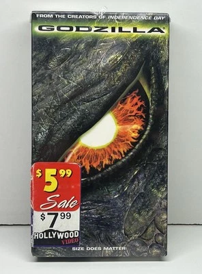 Godzilla VHS 1998 Video Tape Movie VTG Hollywood Rental Nearly New Sealed Rare! - Image 1 of 4
