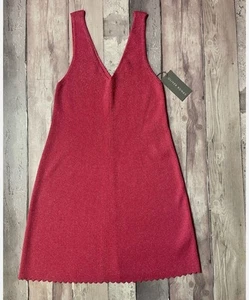 Mini abito nuovo con etichette Oliver Bonas rosa smerlato scintillante lavorato a maglia Regno Unito 10 festa U1 - Foto 1 di 5