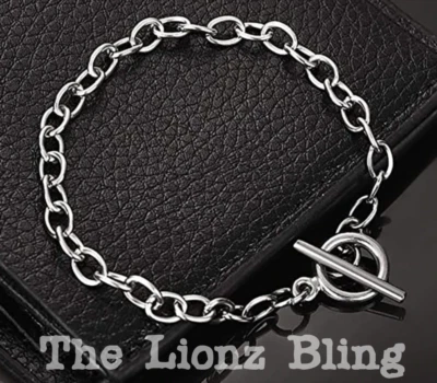 Pulsera de eslabones de cadena estilo clásico Bling con cierre de palanca de barra Foto 1 de 4