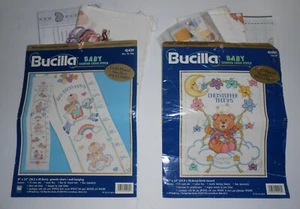 Lot of 2 BUCILLA BABY COUNTED CROSS STITCH KITS - Partially stitched - Picture 1 of 5