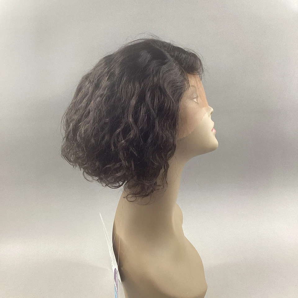 "Peluca frontal de encaje de oreja a oreja 100 % cabello humano negro natural con rizo de agua 10""" Foto 1 de 4