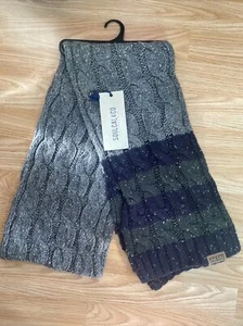 Nueva bufanda de invierno tejida gris marino/azul/verde para hombre SoulCal&Co precio de venta sugerido por el fabricante £29.99 - Imagen 1 de 4