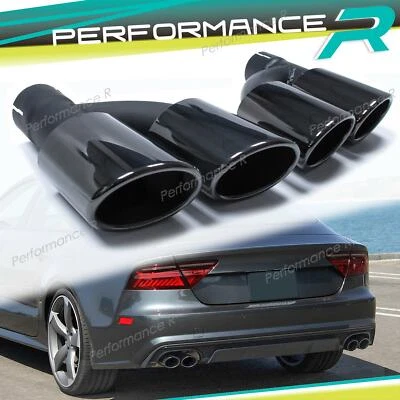 Tapas de escape dúplex tubos de escape negro para AUDI A6 4G C7 A5 8T A4 B8 Q5 8U - Imagen 1 de 4