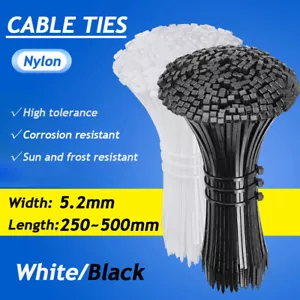 Bridas de cable extra fuertes de nailon de alta calidad envolturas con cremallera - blanco y negro - Imagen 1 de 12