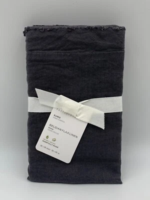 Pottery Barn Belgian Flax Linen Double Flange Sham Euro Ebony #G478 - Изображение 1 из 4