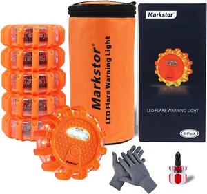 LED Road Flares 6-Pack Roadside Emergency Car Kit,Road Safety Flare Light USB Re - Picture 1 of 7