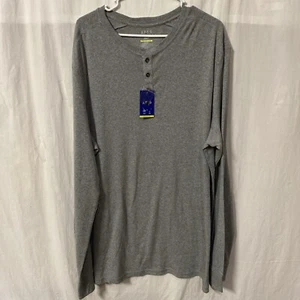 Men's Apt 9 Premier Flex Long Sleeve Henley Size 3XLT Gray - Picture 1 of 4