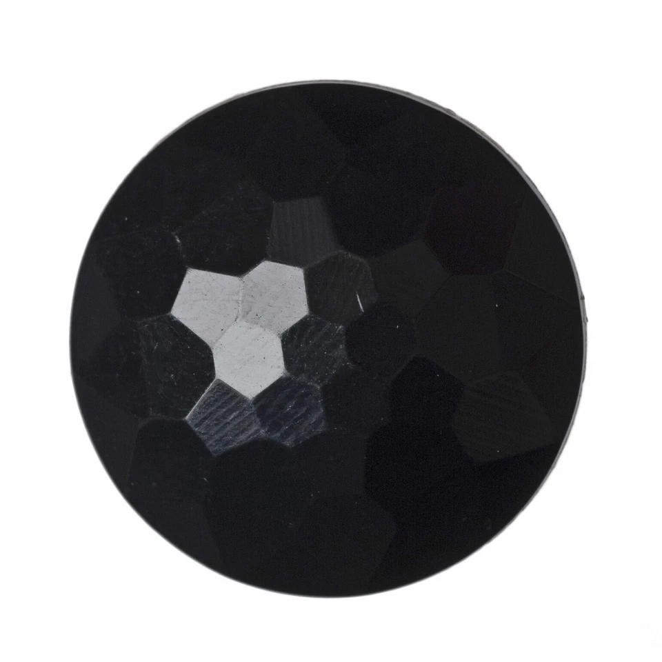 Chunky Black Dome Buttons 14mm shank back faceted x5 pieces glossy sheen - Image 1 of 1