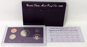 Vintage 1989 US United States Mint S Proof 5 Coin Set with COA & Envelope CG24 - Picture 1 of 5
