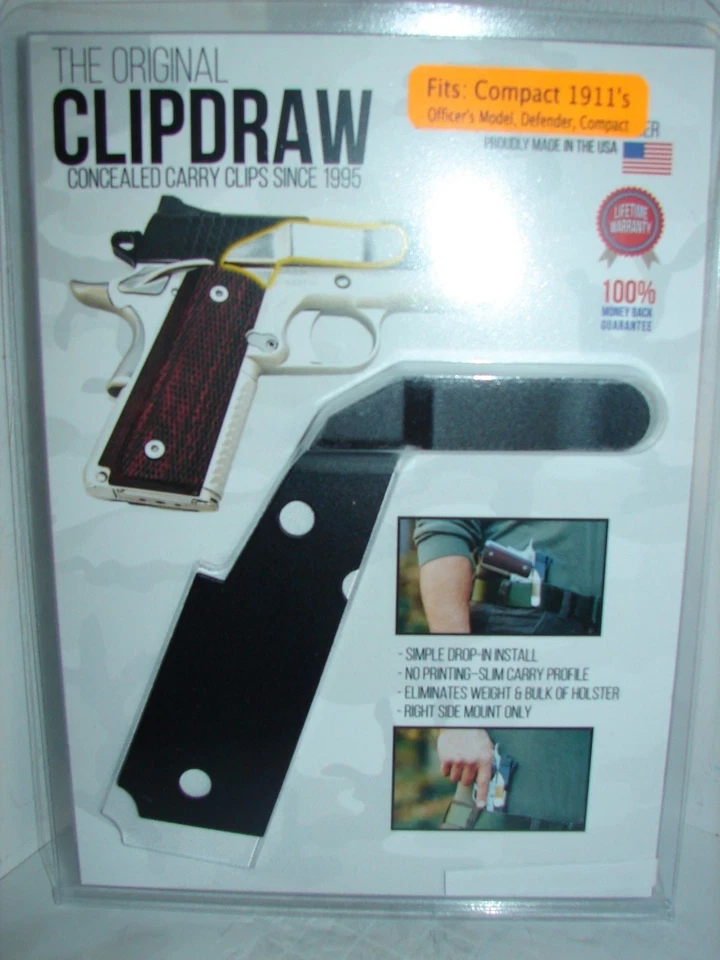 * Clip de cinturón Colt 1911 COMPACT CLIPDRAW oculto para llevar IWB (elige el color) Foto 1 de 2