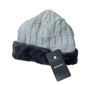 Hindawi Damen Wintermütze Mütze Beanie Grau Strick Kunstfell Gefüttert One Size Neu mit Etikett - Bild 1 von 5