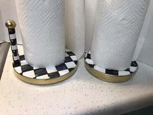 Whimsical Check Paper Towel Holder Black And White Checks CHOICE - Picture 1 of 8