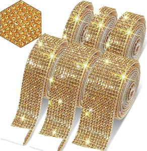 6 Rolls Self-Adhesive Rhinestone Ribbon Crystal Diamond Bling Ribbon DIY Deco... - Picture 1 of 1