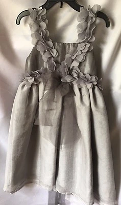 Vestido de Fiesta Isobella and Chloe Niñas Aplicaciones Florales Gris Cintura Imperio Talla 7-Nuevo Foto 1 de 4