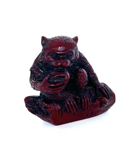 Netsuke Monkey Carving Wooden Sagemono Inro Ojime Japanese Amulet from Japan - Picture 1 of 11