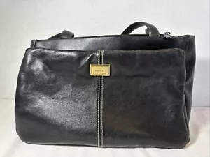 Hush Puppies Black Leather Purse Golden Logo - Picture 1 of 16