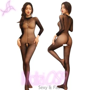 Catsuit Bodystocking Tuta VELATA NERA Body Stocking Tutina Nylon Sexy Lingerie - Imagen 1 de 5