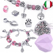 Tacobear 56pezzi Bracciale Charms Kit Braccialetti DIY Ragazza Creazione (Rosa)