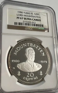 Turks and Caicos Islands 10 crowns Lord Mountbatten NGC PF67 UC-ONLY 400 MINTED - Picture 1 of 5