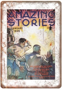 1935 Pulp Cover Amazing Stories v09 n09 Retro Look Reproduction Metal Sign J1036 - Picture 1 of 2