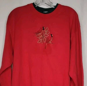Vtg M&C Sportswear Sz L Sweatshirt Cardinal Embroidered Christmas GrannyCore EUC - Picture 1 of 6