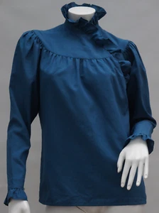 Vintage 80s Victorian Style High Neck Ruffle Blouse Size Small Cottagecore Boho - Picture 1 of 8