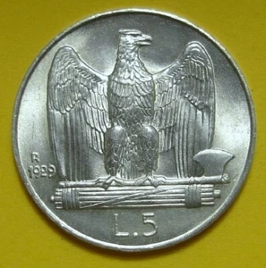 ITALY SILVER 5 LIRE 1929 R KING. VITTORIO EMANUELE III° AU/UNC! BEAUTIFUL COIN - Picture 1 of 2