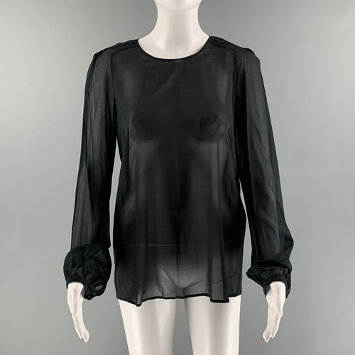 Abito top girocollo RED VALENTINO taglia M nero misto seta chiffon trasparente