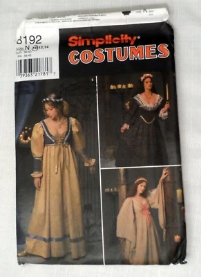 Simplicity Costume Pattern 8192 Medieval Tudor Wench Gown SCA LARP Uncut 10-14 - Image 1 of 2