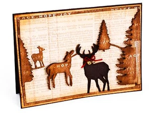 Sizzix Thinlits Winter Deer Card Front die #659586 Retail $19.99 R. Bright NIP - Picture 1 of 4