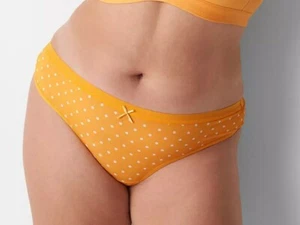 Lane Bryant Yellow Polka Dot Silky No-Show Wide-Side Thong Plus Size 14/16, 1X - Picture 1 of 5
