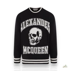 Jersey Alexander McQueen Logo Intarsia Cuello Redondo - Tejido Lana Negro Talla M - Imagen 1 de 12