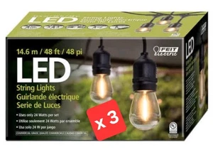 Feit Electric 48ft LED String Lights X 3. - 24 Bulbs Per Set Black 3 Packs - Picture 1 of 2