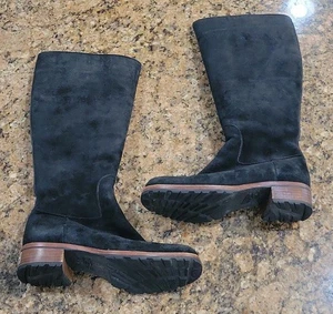 UGG Broome 5518 Tall Black Suede Shearling Lined Zip Boots Womens Shoes 7 - Picture 1 of 12