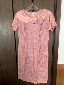 Vintage A Grace Adams Original Dress Lace Pink Wlp 28322 - Picture 1 of 14