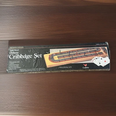 Cardinal Cribbage Deluxe Set Solid Wood Premier 1993 Edition Strategy New - Image 1 of 4