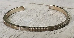 Thin Sterling Silver Flat-Sided Cuff Bracelet By J. Nez 6" #7742 - Picture 1 of 6