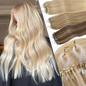 200S Micro Ring Human Hair Extensions Micro Loop Bead Thick Russian Remy Hair - Picture 1 of 35