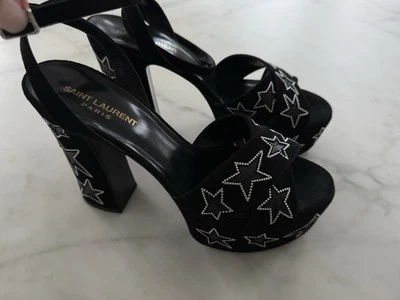 Sandalias de plataforma Saint Laurent negras Star Croc zapatos con tachuelas 38,5 Foto 1 de 4