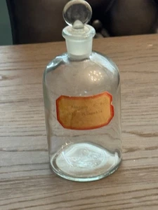 Antike Apotheker Flasche mit geschliffenem Glasstopfen Apotheker Medizin Rx 8" - Bild 1 von 9