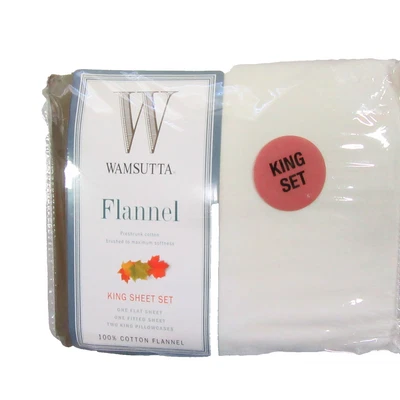 Juego de sábanas king de franela de algodón marfil claro WAMSUTTA Foto 1 de 4