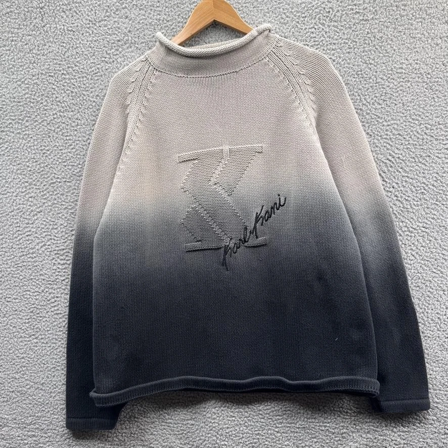 Suéter De Colección Karl Kani Para Hombres XXL Gris Negro Ombre Tejido Logo Años 90 Hong Kong Foto 1 de 4