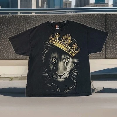 Camisa De Colección Ogabel OG León Para Hombres 2XL AOP Gold Crown King Camiseta Negra Camiseta Y2k Foto 1 de 4