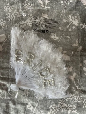 Abanico de Mano Pluma Novia Blanco - Boda - Nuevo  Foto 1 de 2