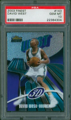 2003-04 Topps Finest DAVID WEST RC #143 Rare #/999 Hornets SP PSA 10 Pop 1 - Image 1 of 2
