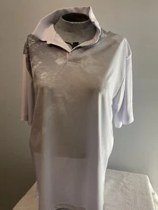PGA Tour Polo Shirt Mens Golf Large Short Sleeve White Grey - Picture 1 of 3