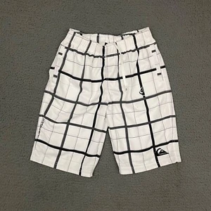 Quiksilver Shorts Boys Medium 12/14 White Plaid Activewear Beach - Picture 1 of 10