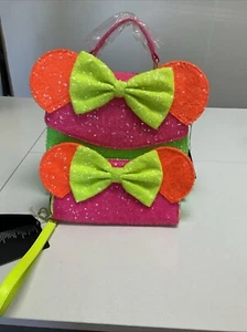 Minnie Mouse Exclusive Color Block Neon Pailletten Crossbody mit passender Geldbörse - Bild 1 von 8