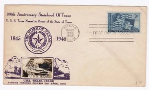 USA Old FDC Cover 100th Anniversary Statehood of Texas U.S.S. Texas Photo 1945 - Picture 1 of 2