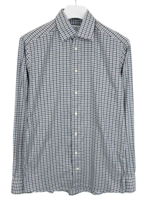 Eton Fine Twill Slim Camicia Formale Uomo Medio con Bottoni Cutaway Collo Plaid - Immagine 1 di 4